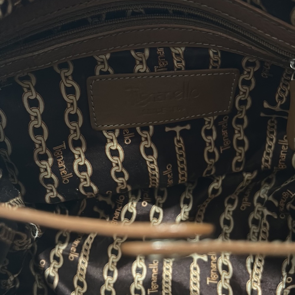 TIGNANELLO-GOLDEN BROWN ALL LEATHER/WITH SILVERTONE BUCKLES & NAME TOGGLE - Picture 9 of 10